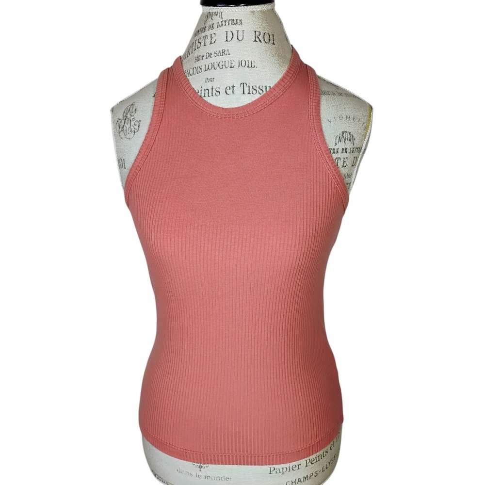 Mate the Label Organic Cotton Tank Top Womens Medium Pink Ribbed Knit Staple